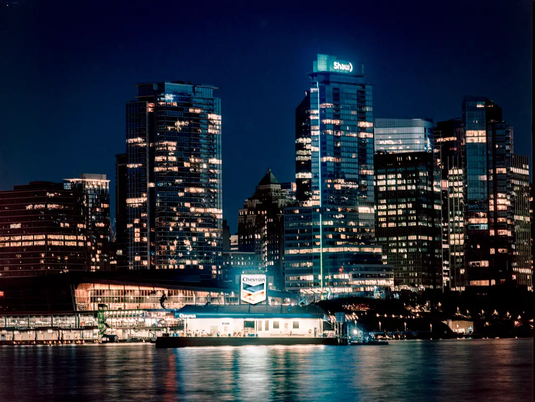 Vancouver skyline at night from Stanley Park