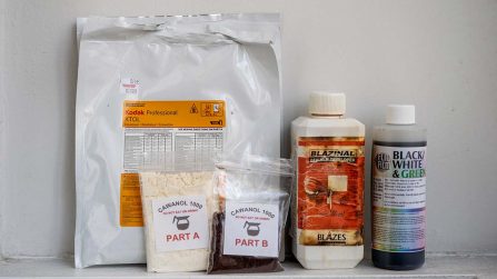 Which film-developing chemicals can be reused?